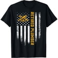 thumbnail image 1 of Sam Soft Vintage American Flag Retired Plumber Retirement Plumbing T-Shirt Full Size S-5XL, 1 of 5