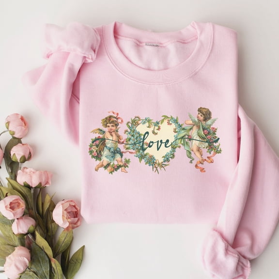 Sam Soft Vintage Angels Sweatshirt Vintage Angel Gift For Her Angel Sweatshirt Cherub Sweater Cherub Hoodie Victorian Vintage Sweater Cute Angel All Size S-5Xl