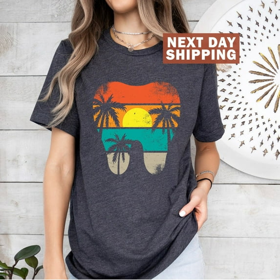 Sam Soft Vintage Dentist Tooth Shirt, Sunset Palm Beach Dental Shirt, Dental Hygienist Gift, Tooth Shirt, Cute Dentist Gift, Dentalistant Gift