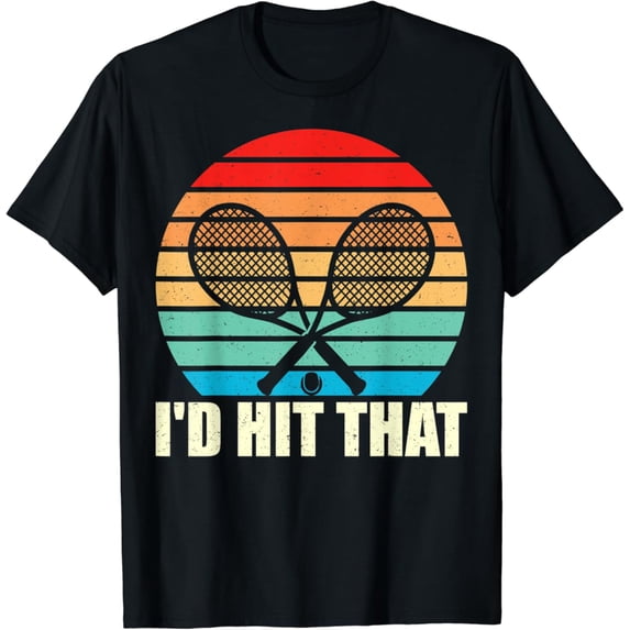 Sam Soft Vintage Retro I'D Hit That Tennis Racket Sport Ball Design T-Shirt Full Size S-5Xl