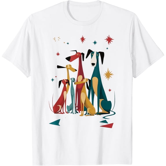 Sam Soft Vintage Retro Mid-Century Long Neck Dogs 50s 60s Style T-Shirt