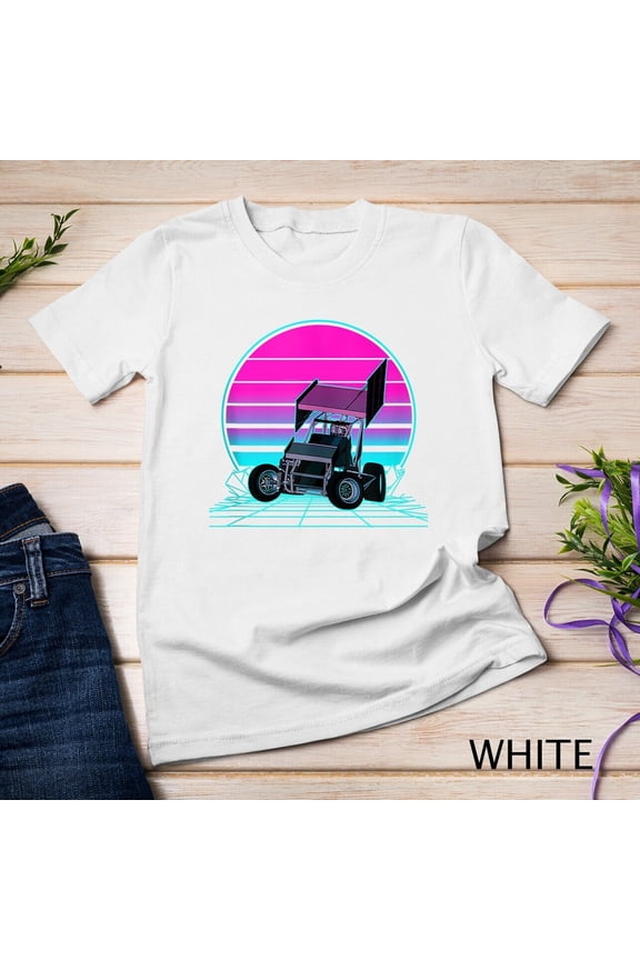 Vintage Retro Sunset Sprint Car Racing Unisex T-Shirt