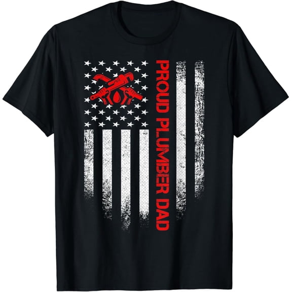 Sam Soft Vintage Usa American Flag Proud Plumber Dad Distressed T-Shirt, Gift For Friend, Full Size S-5Xl