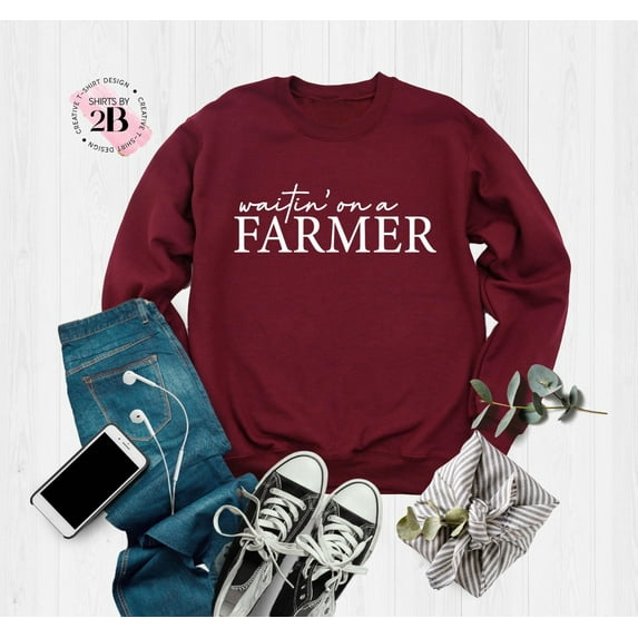 Sam Soft Waitin' On A Farmer Sweatshirt, Farmer , Retro Farmer Gift, Farmer'S Wife Sweatshirt, Western Country , Farm Love Shirt Tee