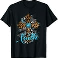 thumbnail image 1 of Sam Soft Western Boho Christian Turquoise Panther Faith Cross Christ T-Shirt, 1 of 5