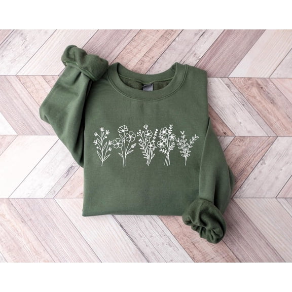 Sam Soft Wildflower Sweatshirt, Floral Cottagecore Sweatshirt, Botanical Shirt, Flower Shirt, Nature Shirt, Wildflower Sweatshirt, Wild Flower Shirt