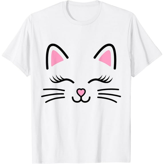 Sam Soft Women's Cat Face Whiskers Print Cosplay Kitty Love T-Shirt
