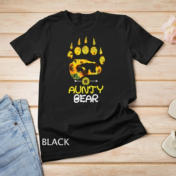 Sam Soft Womens Aunty Bear Paw Sunflower Floral Mother Day Aunt Auntie Unisex T-Shirt
