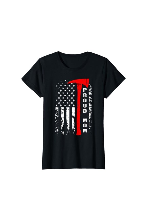 Womens Firefighter Mom Shirt Proud Mom of Brave Firefighter T-Shirt Full Size S-5XL