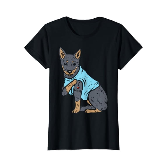 Sam Soft Womens Heeler I Love Mom Animal Pet Red Blue Cattle Dog Women Gift T-Shirt