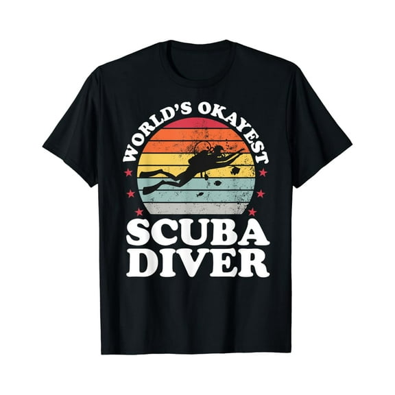 Sam Soft Worlds Okayest Scuba Diver Scuba Diving Mens Gift T-Shirt Full Size S-5Xl