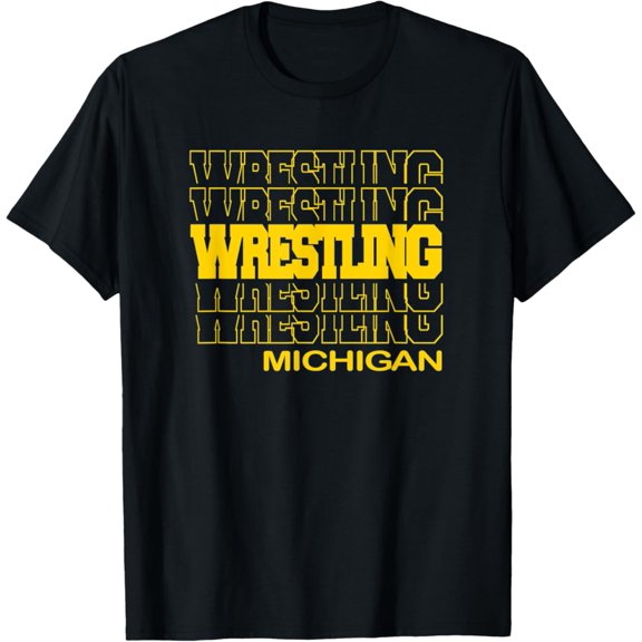 Sam Soft Wrestling Michigan In Modern Stacked Lettering T-Shirt, Gift For Friend, Full Size S-5Xl