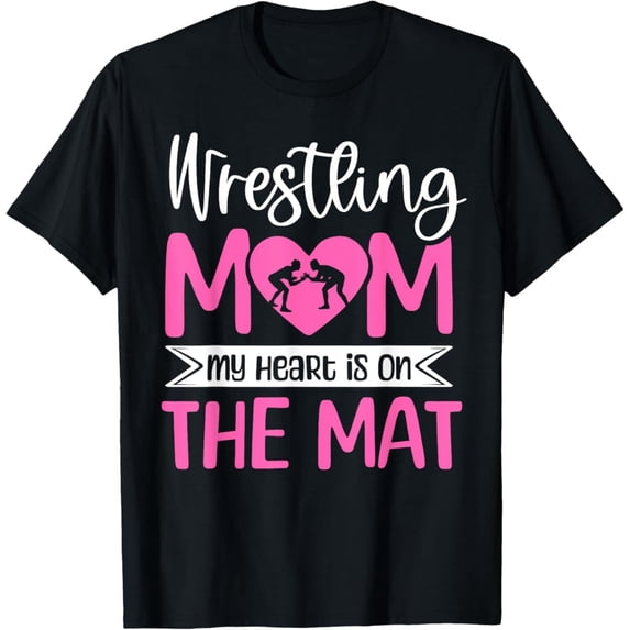 Sam Soft Wrestling Mom Womens My Heart Is On The Mat Wrestler Mama T-Shirt, Gift For Friend, Full Size S-5Xl