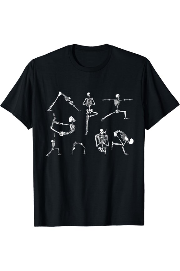 Yoga Poses Skeletons Fitness Meditation Guide Gift T-Shirt