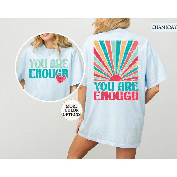 Sam Soft You Are Enough Summer Shirt, Retro Sunshine, Self Love Tshirt, Summer Gifts, Beach Woman Tee, Love Yourself