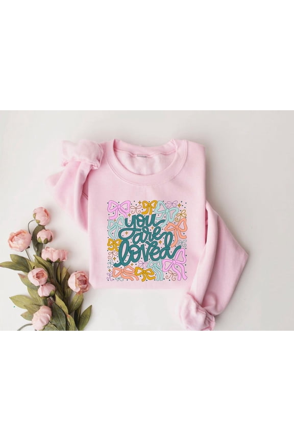 You are Loved Sweatshirt, Christian Coquette Love Day Sweater, John 3:16 Bible Love Shirt, Pink Love Day, Bible Verse Shirt