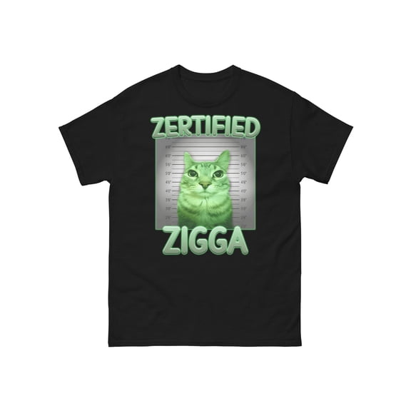 Sam Soft Ziggy Certified" Men'S Cat T-Shirt - Black Cotton, 100% With Vib Unisex Cotton Tee, Full size S-5XL