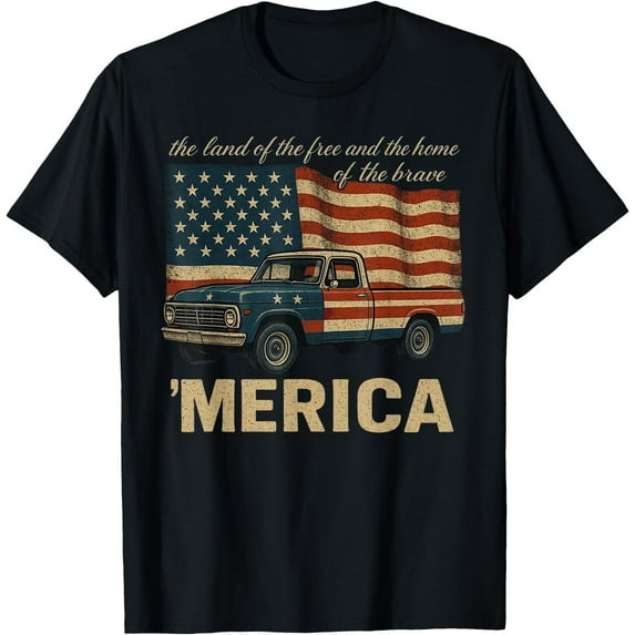 Sam Soft vintage Classic Truck Merica American flag usa 4th of july T-Shirt, Unisex Tees All Size S-5XL
