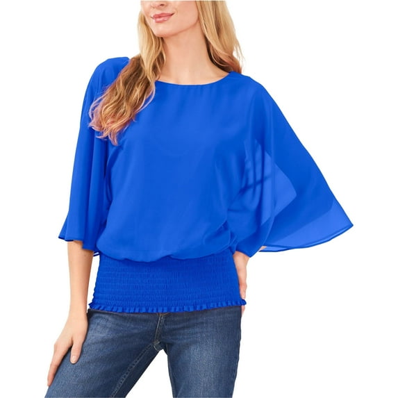 SAM AND JESS Womens Classic Peplum Blouse, Blue, X-Small