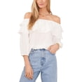 thumbnail image 1 of Women's Challis Ruffled Off-The-Shoulder Top New Ivory M, 1 of 2