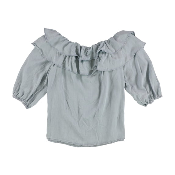 SAM AND JESS Womens Ruffled Off the Shoulder Blouse, Blue, X-Large