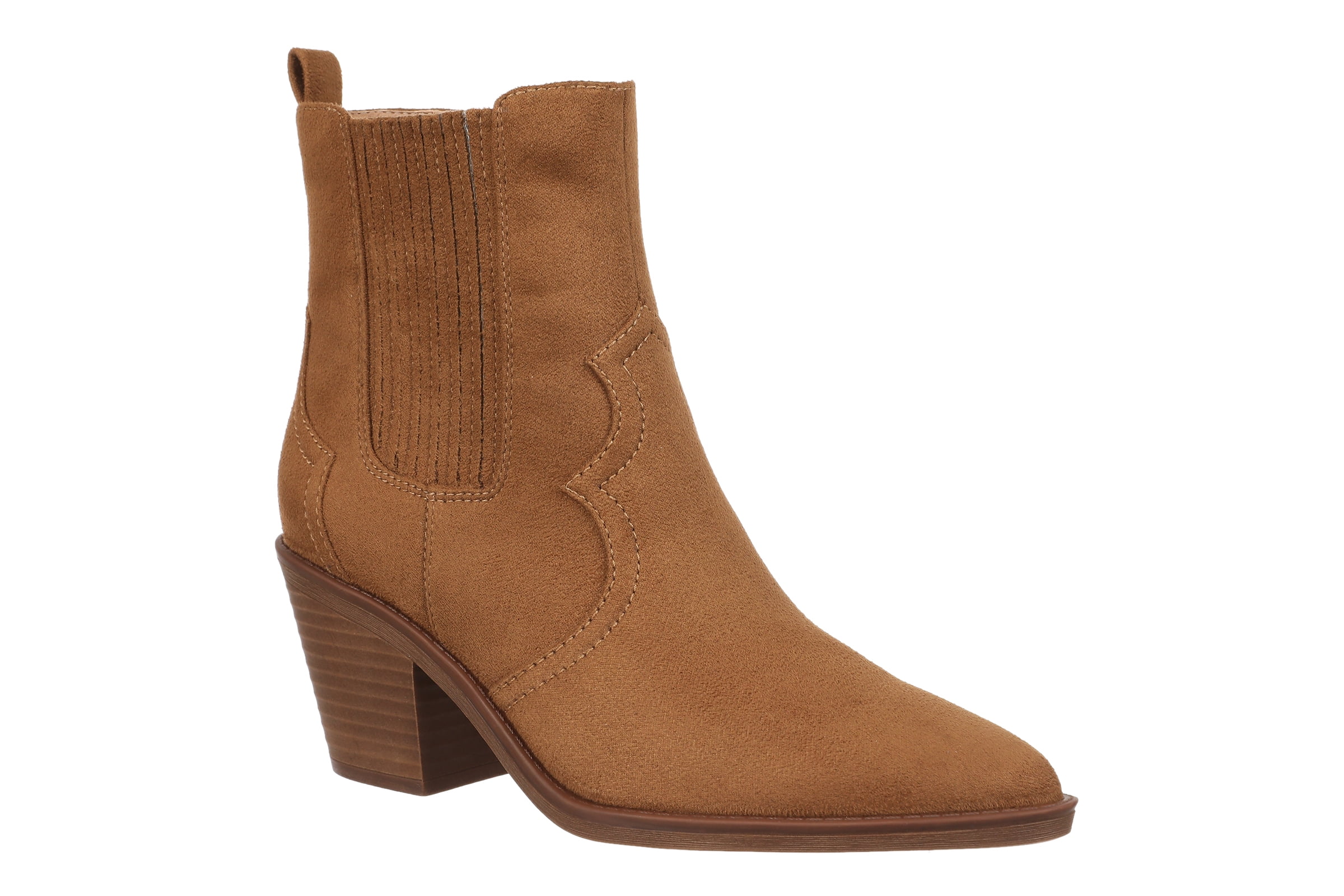 Sam and Libby Women's Boots with Western Features, Low Stacked Heel, Black, Size 8.5