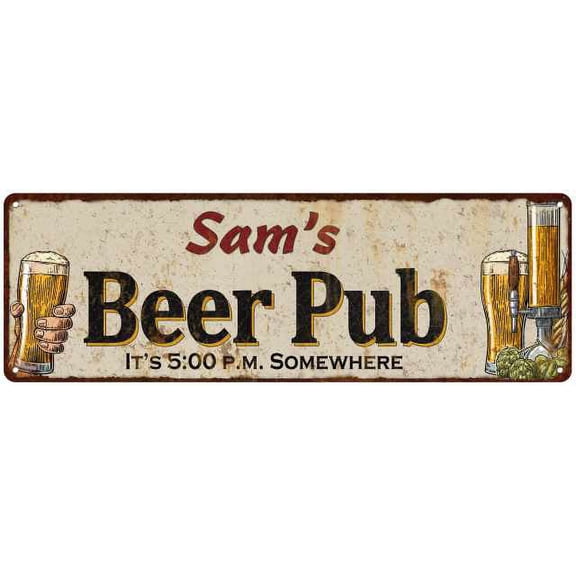 Sam's Beer Pub Man Cave Bar Decor Gift 8x24 Sign 108240053027