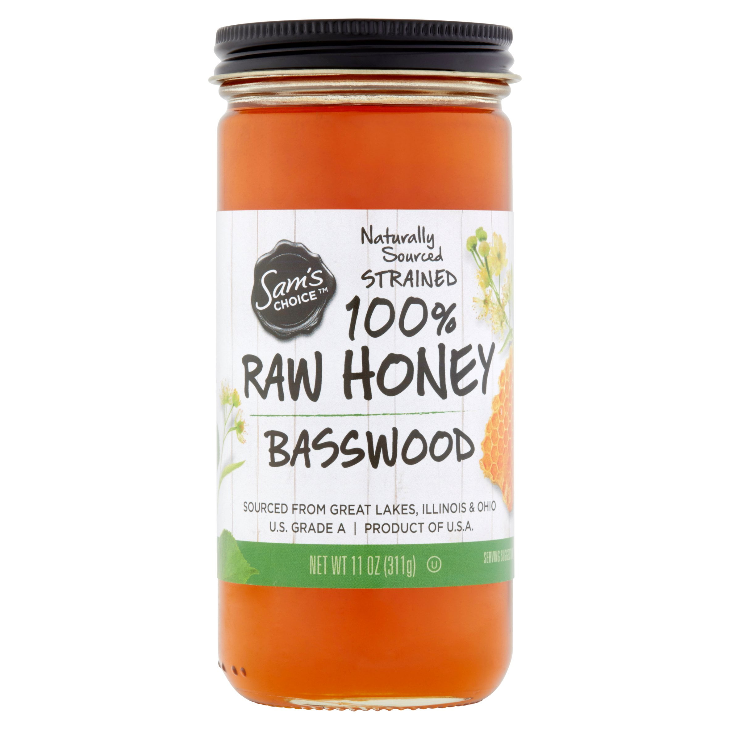 Sam's Choice 100% Raw Honey, Basswood, 11 oz