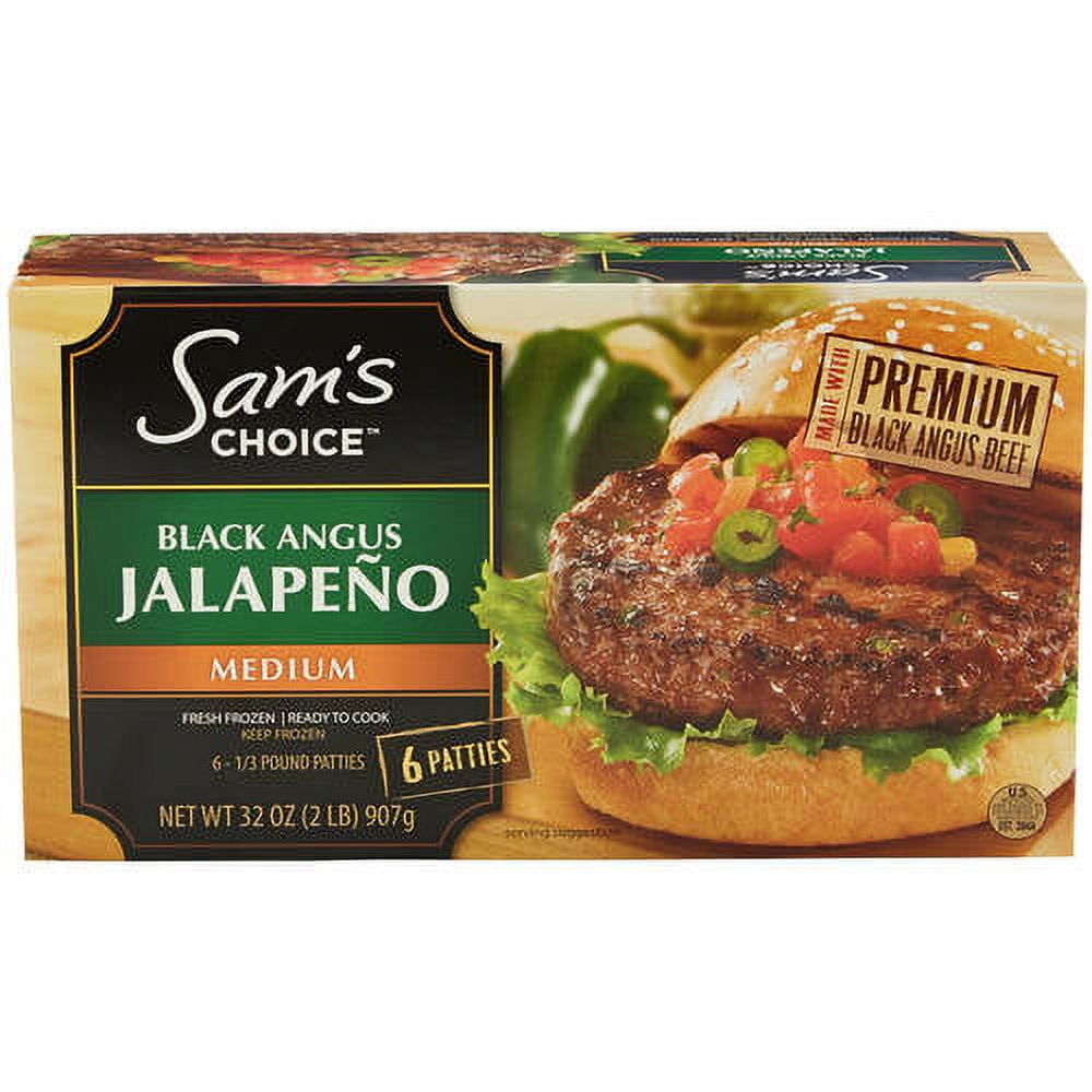 Sam's Choice Black Angus Jalapeno Beef Patties, 2 lb, 6 Count (Frozen