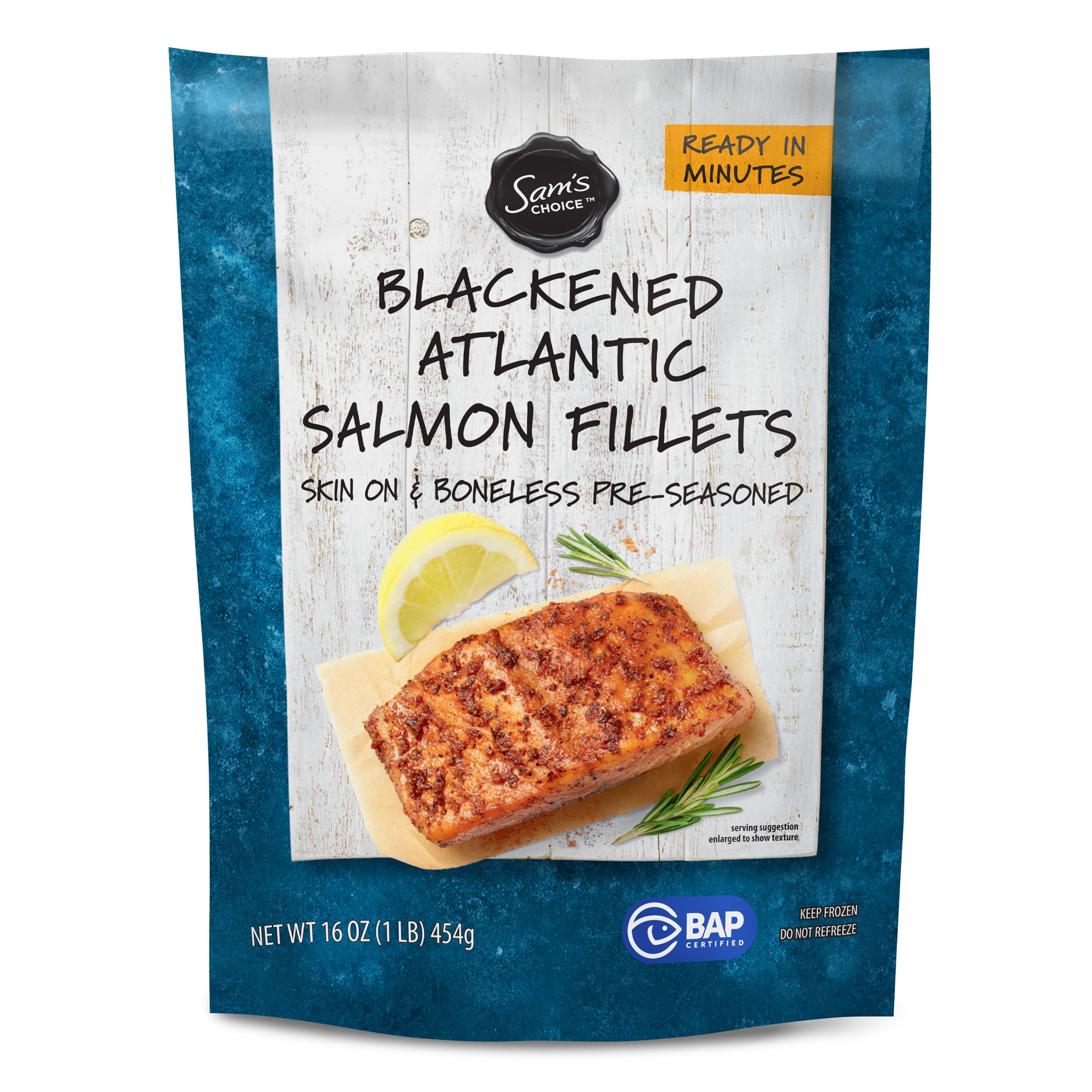 Sam's Choice Blackened Atlantic Salmon Fillets, 1 lb (Frozen)