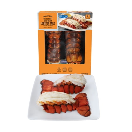 Marketside Frozen Wild Caught Cold Water Lobster Tails with Butter, 9 oz Box Contains lobster, milk.