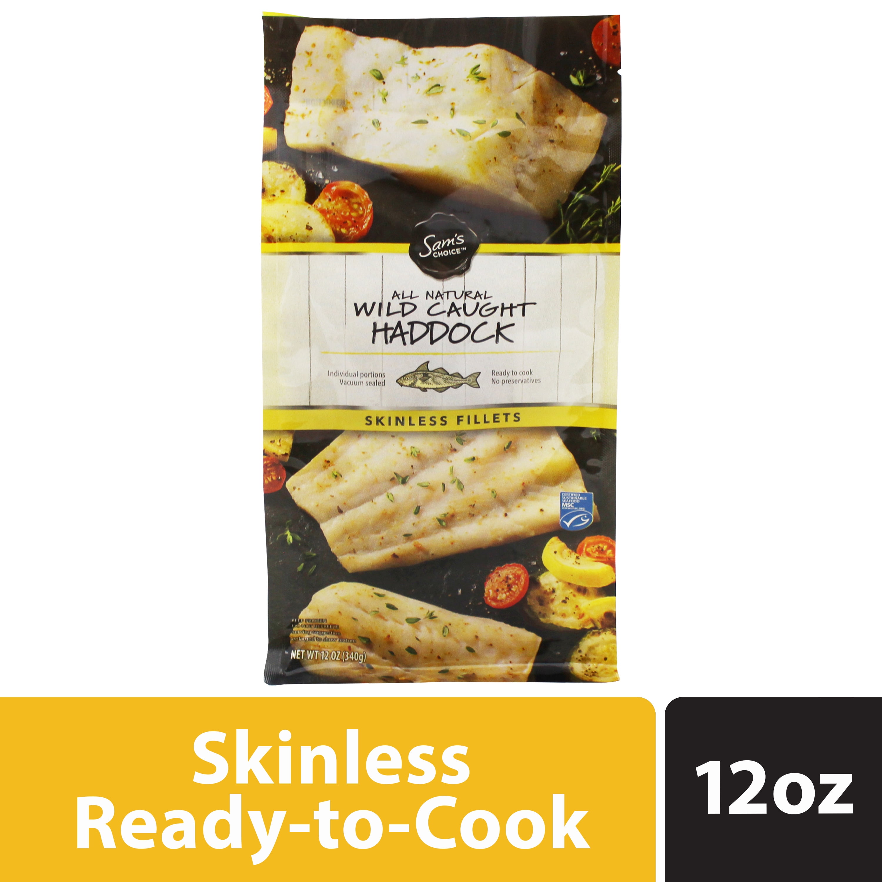 Sam's Choice Frozen Wild Caught Skinless Haddock Fillets, 12 oz