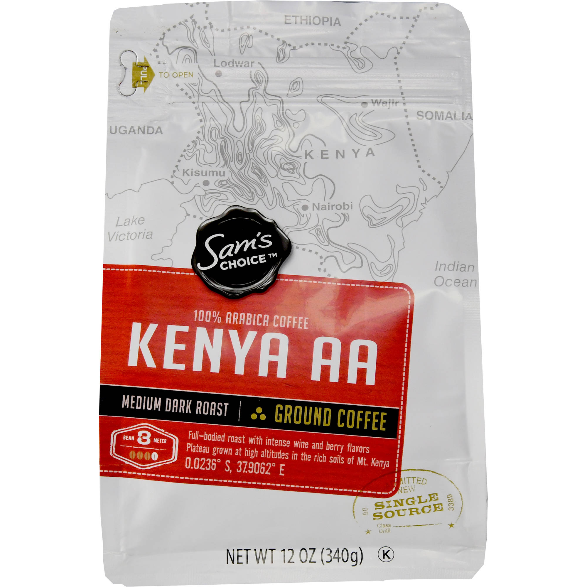 Sam's Choice Kenya AA Ground Coffee, Medium Dark Roast, 12 oz