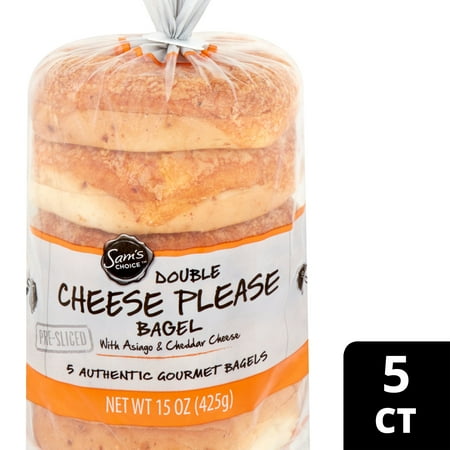Sam's Choice Pre-Sliced Double Cheese Please Bagel, 15 oz, 5 Count