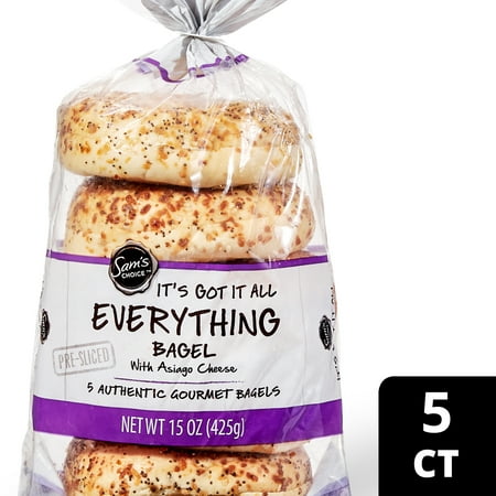 Sam's Choice Pre-Sliced Everything Bagel, 15 oz, 5 Count