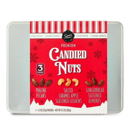 Sam's Choice Premium Gift Assorted Candied Nut Tin, 3 Count, 4.5 oz Pouches