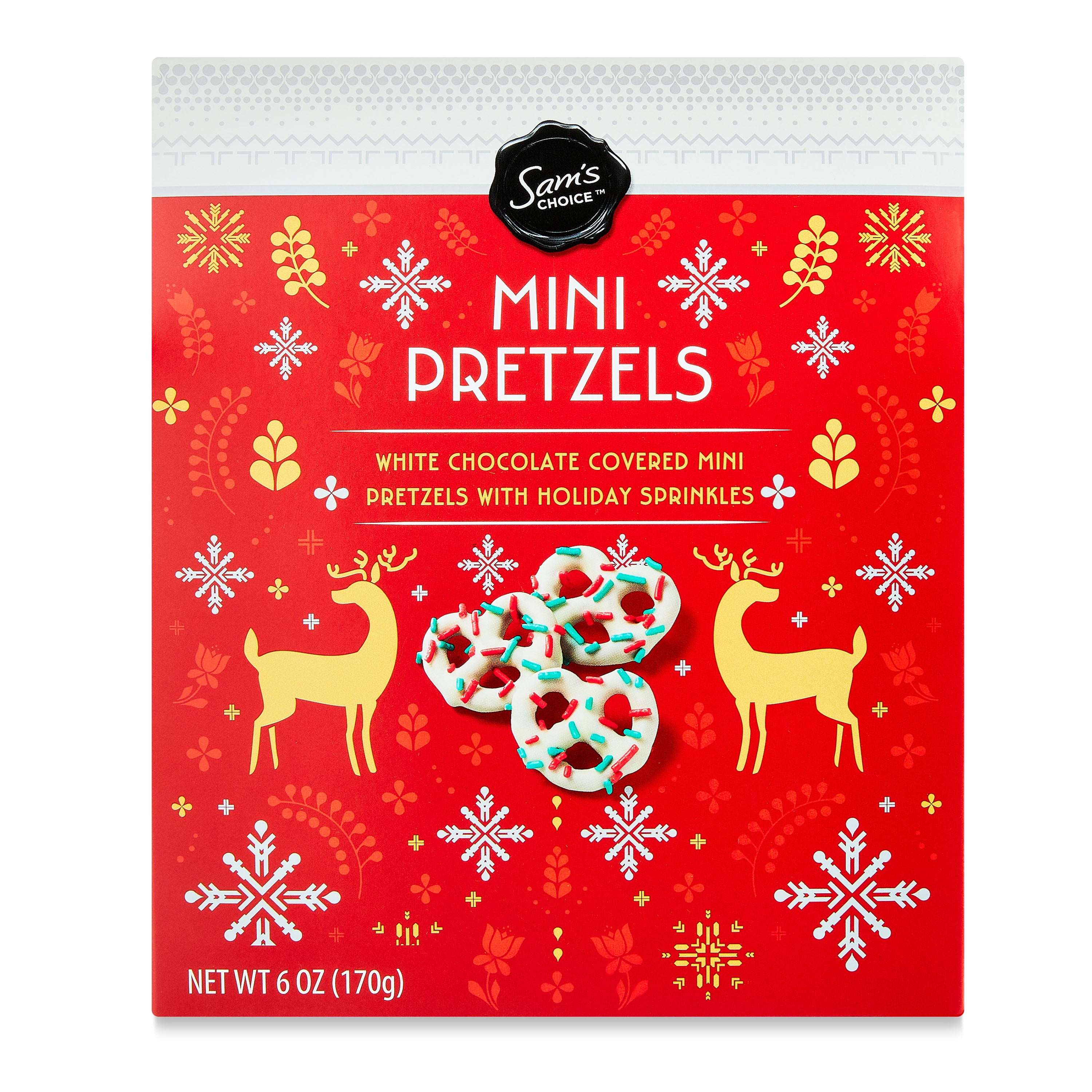 Sam's Choice White Chocolate Mini Pretzels with Holiday Sprinkles, 6 oz