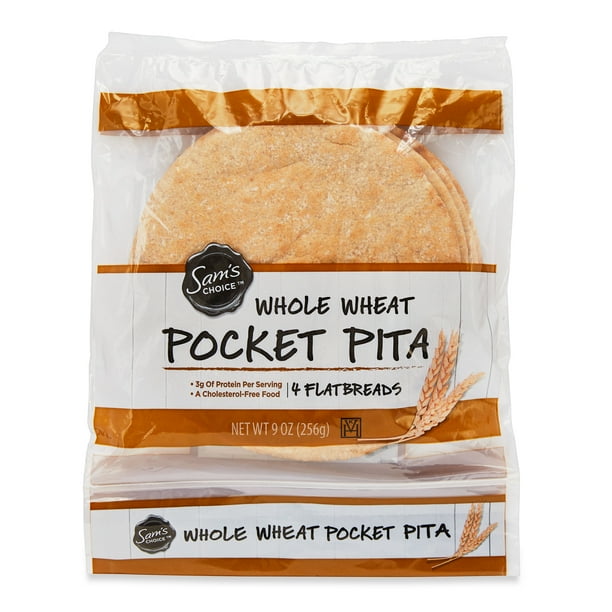 Sam's Choice Whole Wheat Pocket Pita, 9 oz, 4 Count Walmart Business