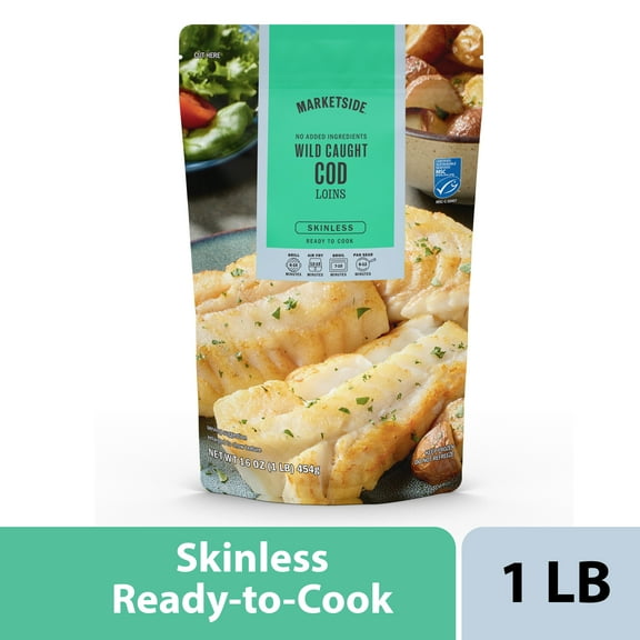 Marketside Frozen Wild Caught Skinless Cod Fish Loins, 16 oz