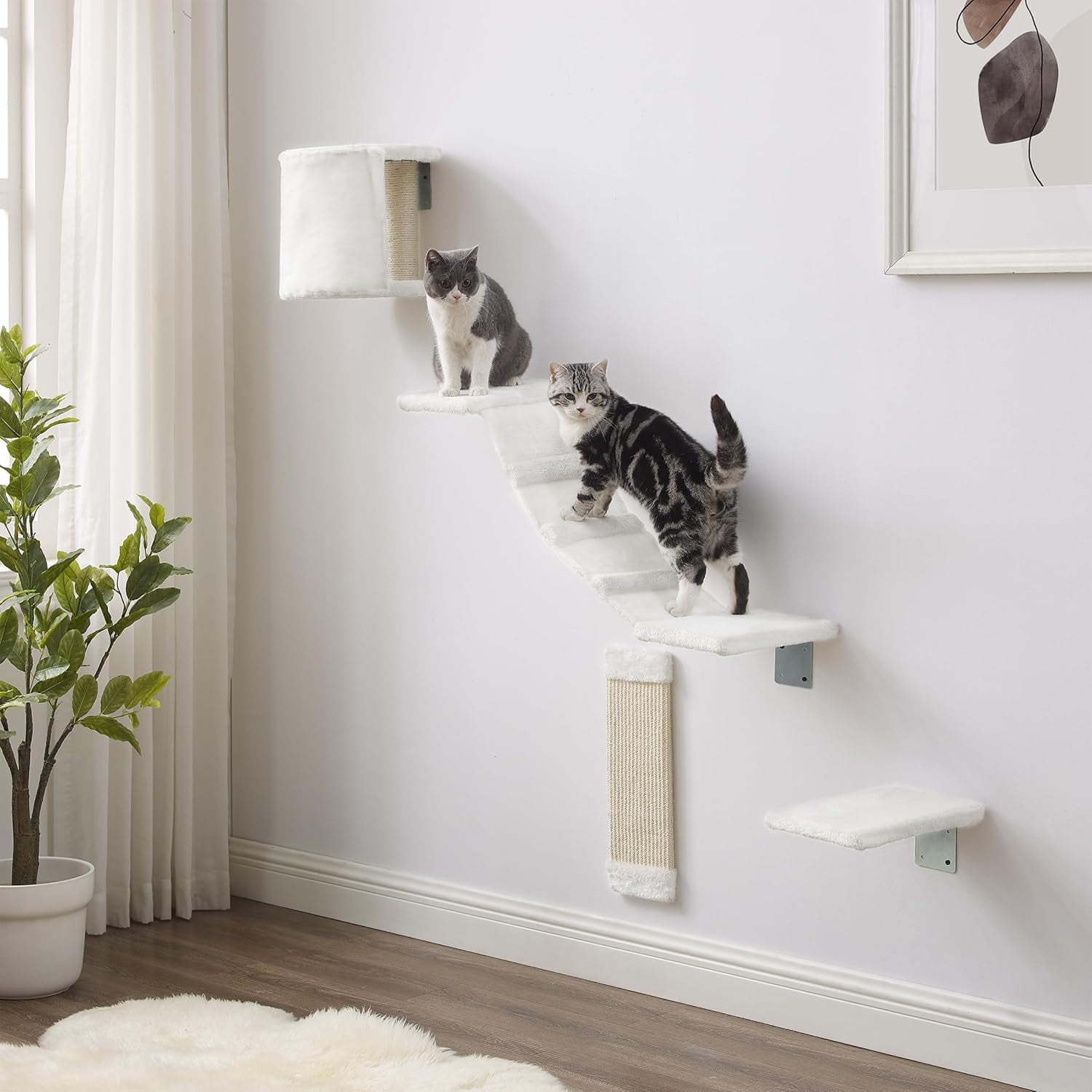 Sam's Pets Addison Wall Climber Cat Tree in Gray - Multilevel, Holds 3 ...