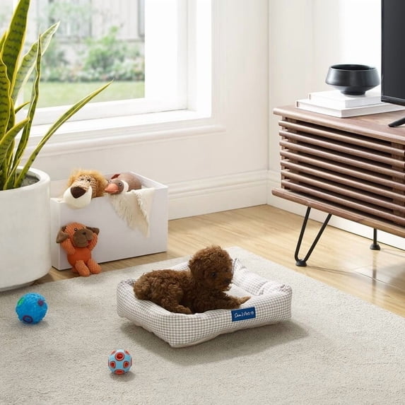Sam's Pets Arlo® Small Brown Bolster Plaid Dog Bed