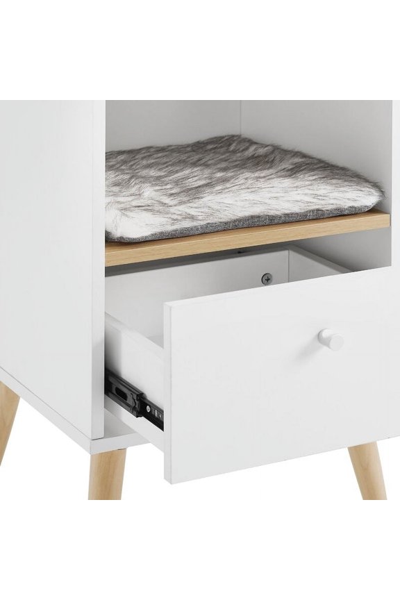 Becky 28" White Single Rest Cat Tree With Drawer