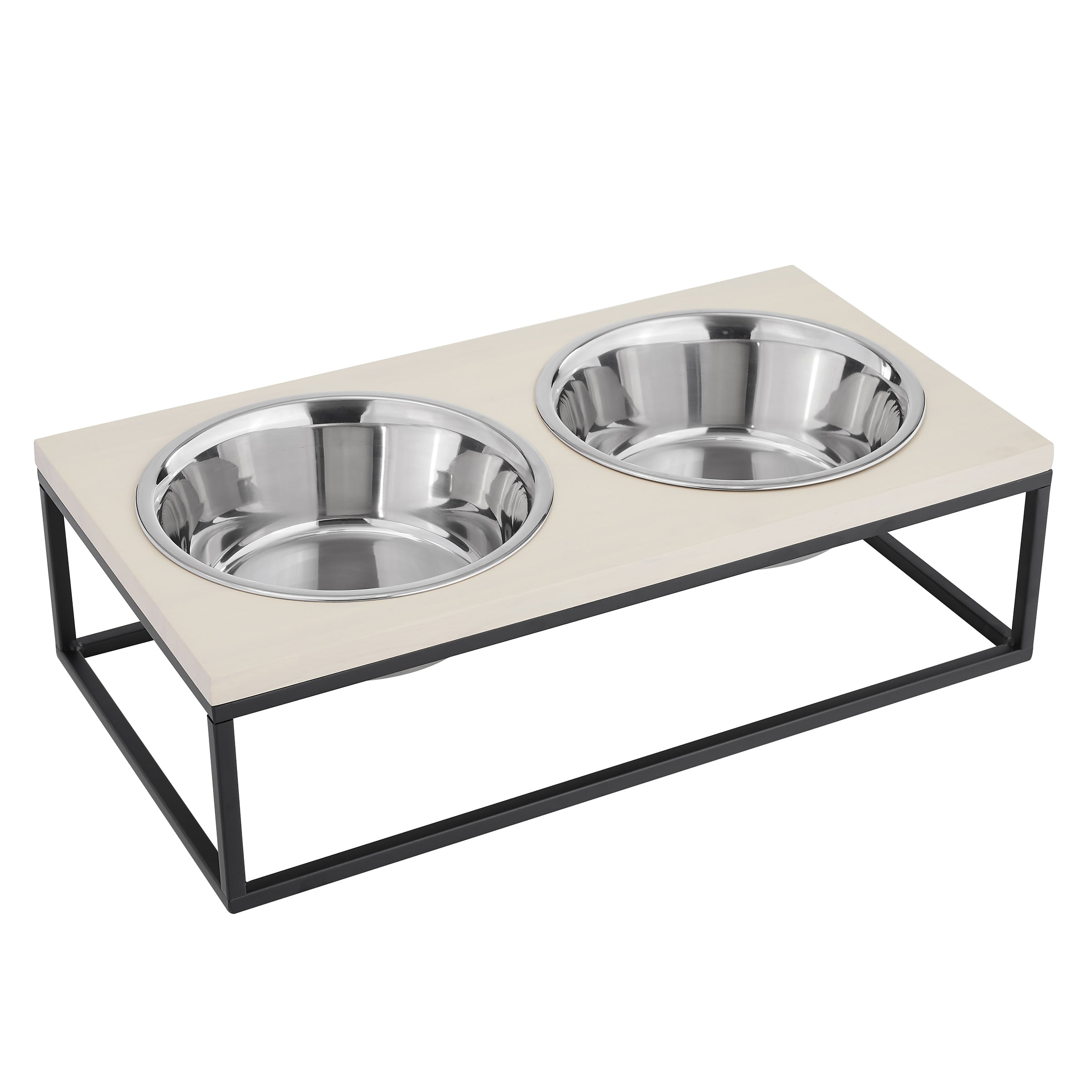 Sam's Pets Dan Wood and Stainless steel Pet Bowl Double