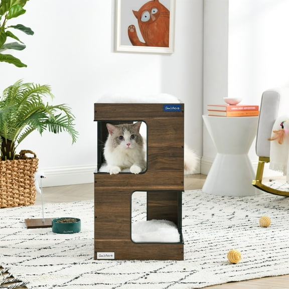 Sam's Pets Escher Cat Tree 23.5'' in Dark Walnut