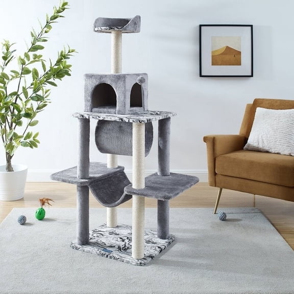 Sam's Pets Gray Dazzle Scratching Cat Tree, 59.5" H