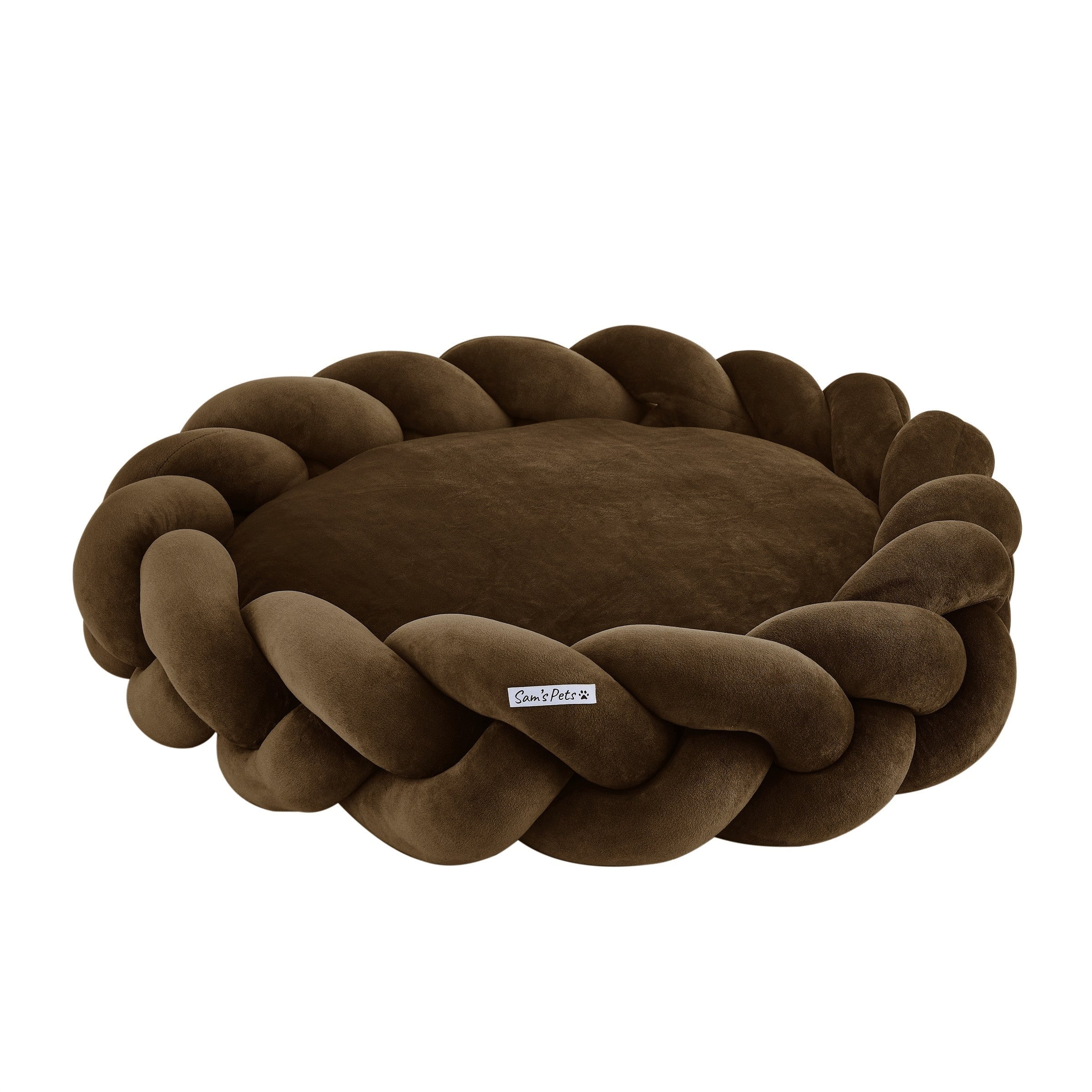 Ivy 27'' Brown Braided Plush Dog Bed