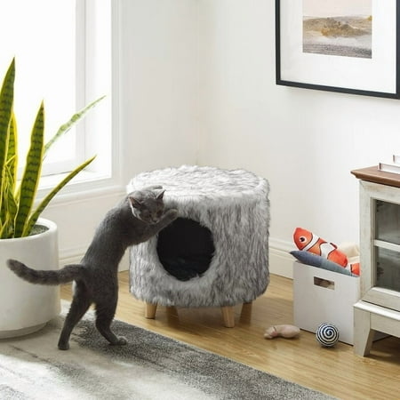 Sam's Pets Pufak 16" Gray Cat Tree Cylinder