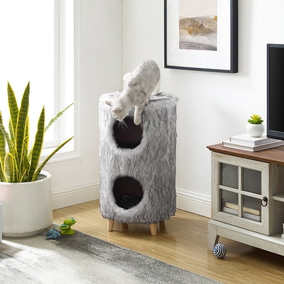 Sam's Pets Pufak 27" Gray Cat Tree Cylinder