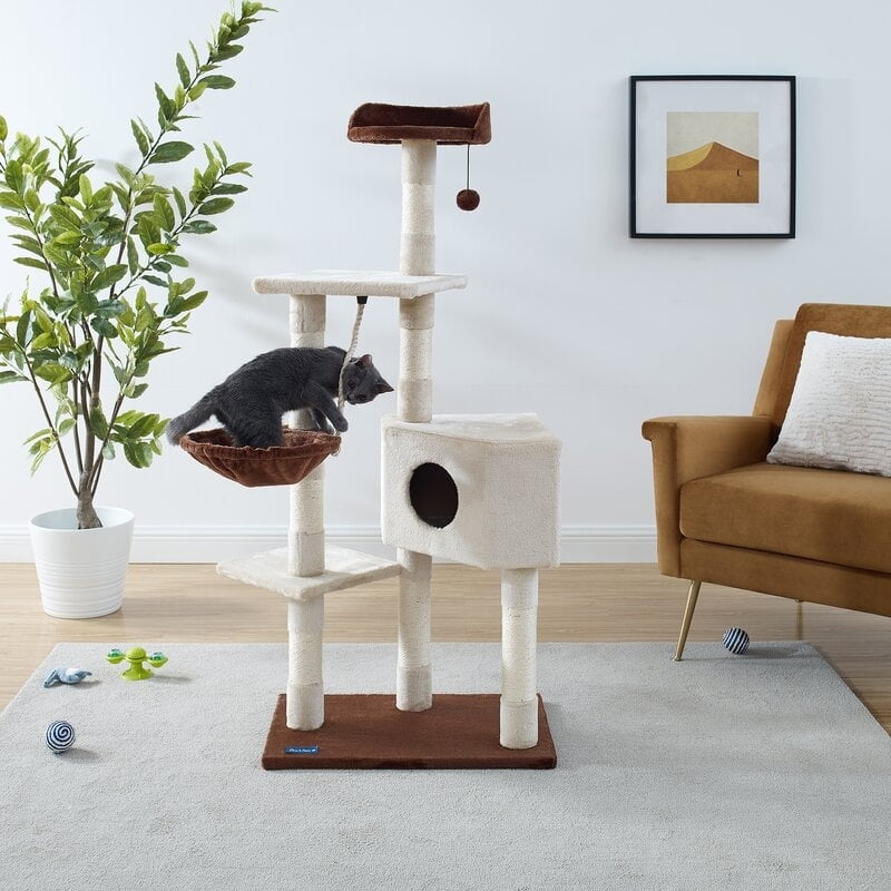 Sam's Pets 54" Beige and Brown Multi-Tier Cat Tree
