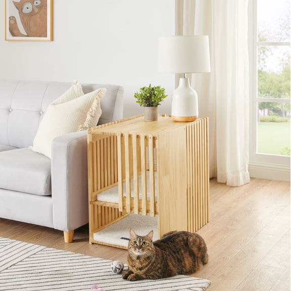 Sam's Pets Yves Rectangle Cat Tower in Natural oak